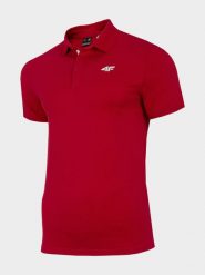 4F Koszulka polo regular męska - czerwona S. Czerwone koszulki polo męskie 4f, m, bez wzorów, z bawełny, bez ramiączek. Za 69.99 zł.
