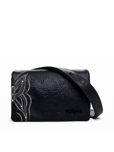 Desigual Torebka 25SAXP84 Czarny. Czarne listonoszki damskie Desigual, bez wzorów, ze skóry, bez dodatków. Za 179.99 zł.