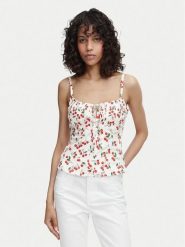 Guess Top W6YH97 W4497 Biały Regular Fit. Białe topy damskie Guess, xxl, z aplikacjami, z bawełny, bez ramiączek. Za 292.99 zł.