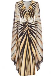Długa sukienka. Brązowe sukienki damskie bonprix, z aplikacjami, eleganckie, bez kołnierzyka, bez ramiączek, maxi. Za 124.99 zł.