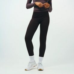 Legginsy sportowe damskie Domyos Powerful Pilates. Brązowe legginsy damskie DOMYOS, l, bez wzorów, z materiału. Za 119.99 zł.