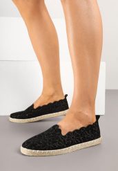 Czarne Ażurowe Espadryle Vices w Kwiatowy Wzór z Plecionki Donavia. Czarne espadryle damskie Born2be, w ażurowe wzory, bez obcasa, na obcasie. Za 49.99 zł.