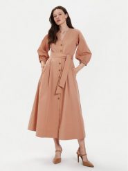 TWINSET Sukienka koszulowa 241TT2051 Pomarańczowy Loose Fit. Brązowe sukienki damskie Twinset, bez wzorów, z bawełny, bez kołnierzyka, bez ramiączek, koszulowe. Za 759.99 zł.