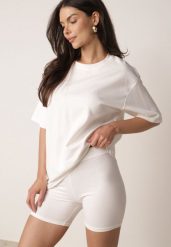 Białe Bawełniane Szorty Kolarki w Minimalistycznym Stylu Aurawen. Białe szorty damskie Born2be, bez wzorów, z bawełny. Za 29.99 zł.