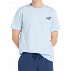 Koszulka na co dzień Męska T-Shirt New Balance Sportowa. Niebieskie t-shirty męskie New Balance, m, bez wzorów, bez kołnierzyka. Za 129.00 zł.
