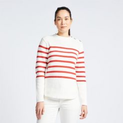 Sweter marynarski damski Tribord. Niebieskie swetry klasyczne damskie TRIBORD, l, z bawełny, bez kołnierzyka. W wyprzedaży za 99.99 zł.