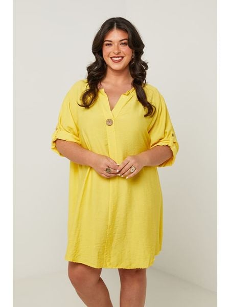 Curvy Lady Sukienka w kolorze żółtym rozmiar: 48/50. Żółte sukienki damskie Curvy Lady, bez wzorów, klasyczne, bez kołnierzyka, bez ramiączek, midi. Za 114.17 zł.