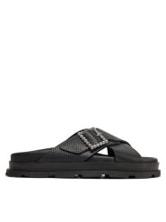Pollini Klapki SA28164G1ITD0000 Czarny. Czarne klapki damskie Pollini, bez wzorów, ze skóry, bez obcasa. Za 1,259.00 zł.