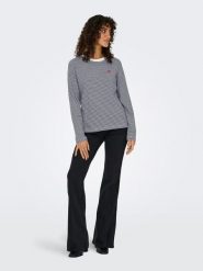 JDY Koszulka w kolorze biało-granatowym rozmiar: M. Białe bluzki damskie JDY, m, bez wzorów, bez kołnierzyka. Za 56.79 zł.