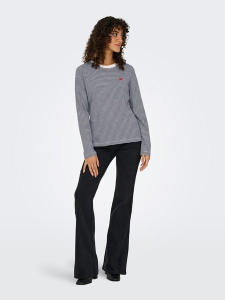 JDY Koszulka w kolorze biało-granatowym rozmiar: XXL. Białe bluzki damskie JDY, xxl, bez wzorów, bez kołnierzyka, bez ramiączek. Za 65.38 zł.