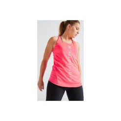 Top fitness kardio damski 120 różowy. Czerwone topy sportowe damskie DOMYOS, bez wzorów, z elastanu, bez ramiączek. Za 29.99 zł.