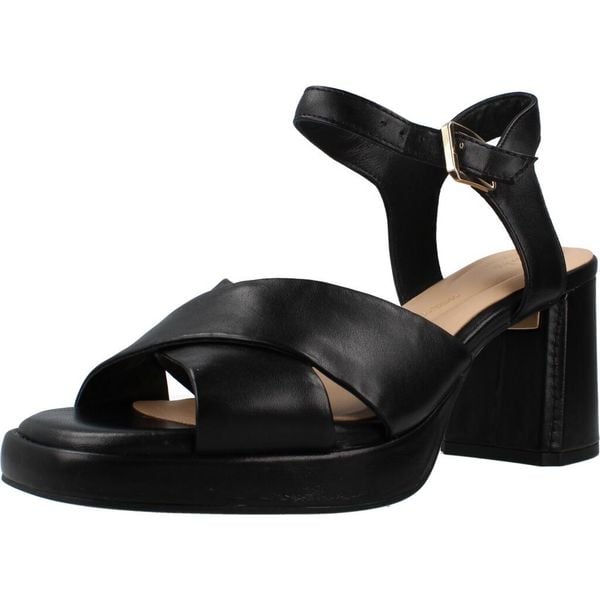 Sandały CLARKS RITZY75 RAE Czarny. Czarne obuwie trekkingowe damskie Clarks, bez wzorów, ze skóry, bez obcasa. Za 280.99 zł.