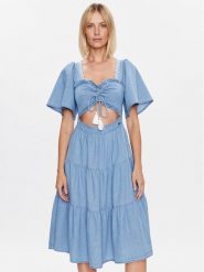 Pepe Jeans Sukienka codzienna Aitana PL953225 Niebieski Regular Fit. Niebieskie sukienki damskie Pepe Jeans, na co dzień, m, bez wzorów, z bawełny, bez kołnierzyka, bez ramiączek, proste. Za 419.99 zł.
