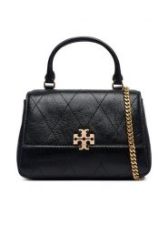 Tory Burch Torebka Charlie Quilted Mini Top Handle Chain Wallet 186032 Czarny. Czarne torebki klasyczne damskie Tory Burch, bez wzorów, ze skóry, bez dodatków. Za 2,024.00 zł.