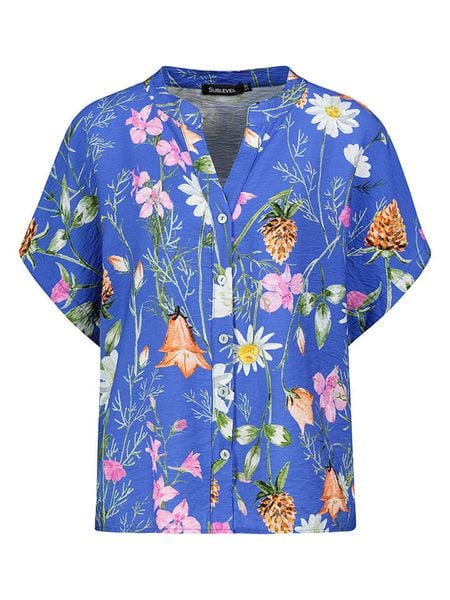 Sublevel Bluzka w kolorze niebieskim ze wzorem rozmiar: M/L. Niebieskie bluzki damskie Sublevel, l, bez wzorów, bez kołnierzyka, bez ramiączek. Za 87.81 zł.