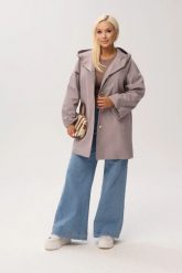 Przejściowy płaszcz damski Arlene o trapezowym kroju z kapturem w kolorze capuccino/taupe PLUS SIZE XXL OVERSIZE WIOSNA. Brązowe płaszcze damskie Moda Size Plus Iwanek, na jesień, l, bez wzorów, z jeansu, biznesowe, plus size. Za 389.90 zł.
