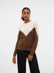 Vero Moda Sweter w kolorze kremowo-brązowym rozmiar: M. Brązowe swetry klasyczne damskie Vero Moda, m, z wełny, bez kołnierzyka. Za 70.41 zł.