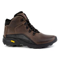 KOMODO Buty męskie trzewiki skórzane zimowe 903K brązowe. Brązowe buty trekkingowe męskie na zimę, z materiału, bez zapięcia, trekkingowe. Za 453.66 zł.
