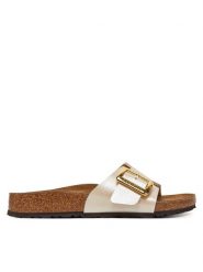 Birkenstock Klapki Catalina Cushion Buckle 1029393 Écru. Klapki damskie Birkenstock, bez wzorów, ze skóry, bez obcasa. Za 409.99 zł.