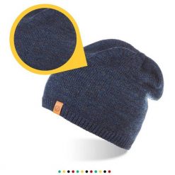 Męska czapka zimowa z polarem Brødrene cz2 granatowa 9913. Czapki męskie na zimę, bez wzorów, z polaru, eleganckie. Za 22.49 zł.