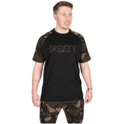 Koszulka Wędkarska T-Shirt Fox Black Camo Outline T. Brązowe t-shirty męskie FOX, s, bez wzorów, bez kołnierzyka. Za 91.99 zł.