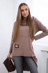 Bluza z długim tyłem i kapturem mocca. Bluzy z kapturem damskie KESI, l, z bawełny. Za 229.98 zł.