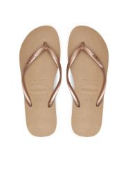 Havaianas Japonki 4000030.3581 Złoty. Żółte klapki damskie Havaianas, bez wzorów, z syntetyku, bez obcasa. Za 79.99 zł.
