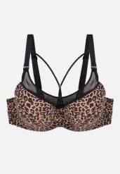 Ciemnobeżowy Biustonosz z Siateczkową Wstawką i Ozdobnymi Paskami przy Dekolcie Sabesa. Brązowe biustonosze Renee, bez wzorów, z jeansu. Za 49.99 zł.