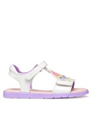 Geox Sandały J Sandal Joyfoot Gir J65P1C 000HH C0761 D Biały. Białe sandały dziewczęce Geox, ze skóry, bez zapięcia. Za 249.99 zł.