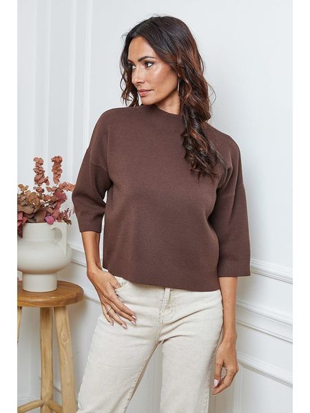 So Cachemire Sweter "Dylia" w kolorze brązowym rozmiar: M. Brązowe golfy damskie So Cachemire, m, ze splotem, bez kołnierzyka. Za 305.29 zł.