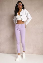 Fioletowe Jeansy Skinny z Efektem Push Up Karinali. Fioletowe jeansy damskie Renee. Za 69.99 zł.