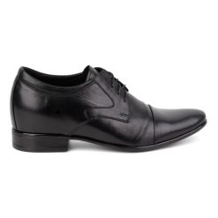 Olivier Buty męskie podwyższające skórzane eleganckie wizytowe P12 czarne. Czarne buty wizytowe męskie bez zapięcia. Za 453.66 zł.