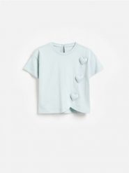 T-shirt z aplikacjami - jasnozielony. Zielone koszulki dziewczęce Reserved, m, z aplikacjami, z bawełny, bez ramiączek. Za 29.99 zł.
