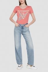 GUESS Różowy damski t-shirt Pearls Love, Rozmiar S. Czerwone t-shirty damskie Guess, s, z aplikacjami, bez kołnierzyka. W wyprzedaży za 143.99 zł.