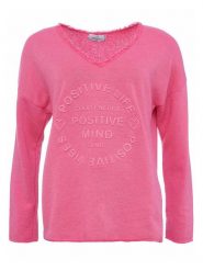 Zwillingsherz Sweter "Positive Mind" w kolorze różowym rozmiar: L/XL. Różowe swetry klasyczne damskie Zwillingsherz, l, bez kołnierzyka. Za 158.10 zł.
