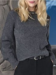 Sweter - szary. Szare swetry klasyczne damskie Sinsay, l, bez kołnierzyka. Za 69.99 zł.