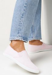 Różowe Wsuwane Tenisówki Materiałowe Kalaiya. Czerwone trampki i tenisówki damskie Born2be, bez wzorów, z jeansu. Za 34.99 zł.