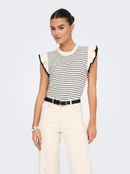 JDY Sweter "Carice" w kolorze kremowym rozmiar: XL. Brązowe swetry klasyczne damskie JDY, xl, z bawełny, bez kołnierzyka. Za 85.95 zł.
