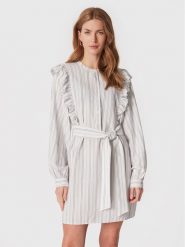 Tommy Hilfiger Sukienka koszulowa Stripe Short Frill WW0WW37587 Biały Regular Fit. Białe sukienki damskie Tommy Hilfiger, bez wzorów, z wiskozy, bez kołnierzyka, bez ramiączek, koszulowe. Za 919.99 zł.