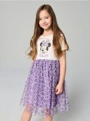 Sukienka mini z tiulowym dołem Minnie Mouse - fioletowy. Fioletowe sukienki dziewczęce Sinsay, bez wzorów, z tiulu, bez ramiączek. Za 25.99 zł.