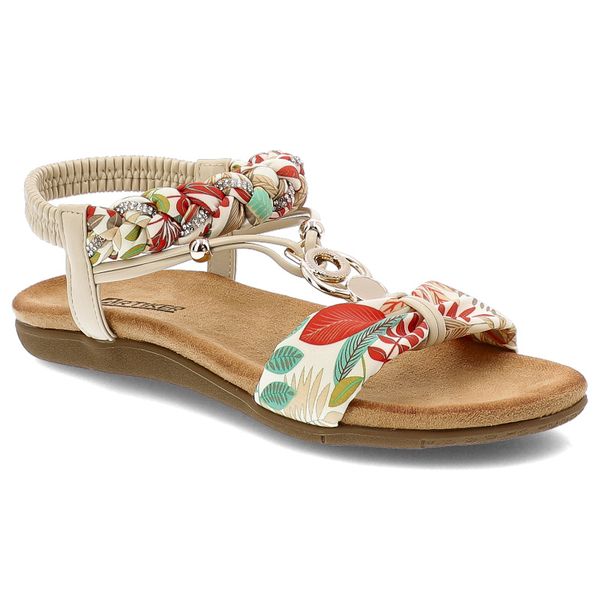 Sandały damskie Artiker, profilowane na płaskiej podeszwie materiałowe wsuwane, beżowe, 56C1275. Brązowe sandały damskie Artiker, bez wzorów, z materiału, bez obcasa, na płaskiej podeszwie. Za 99.99 zł.