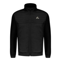 Bluza Le Coq Sportif N°1. Czarne bluzy sportowe męskie Le Coq Sportif, bez wzorów, z materiału, eleganckie, bez kołnierzyka, bez ramiączek. Za 520.35 zł.