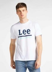 LEE STRIPE TEE MĘSKI T-SHIRT KOSZULKA LOGO NADRUK BRIGHT WHITE L64VFQLJ 112115945. Białe t-shirty męskie Lee, l, bez wzorów, bez kołnierzyka. Za 69.99 zł.
