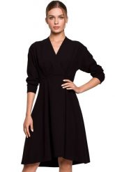 Elegancka sukienka rozkloszowana z dekoltem V i długim rękawem czarna. Czarne sukienki damskie Sukienki.shop, na imprezę, l, bez wzorów, eleganckie, bez kołnierzyka, bez ramiączek, rozkloszowane. Za 349.00 zł.