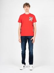 Pepe Jeans T-shirt "Alford" | PM508260 | Alford | Mężczyzna | Czerwony. Czerwone t-shirty męskie Pepe Jeans, m, bez wzorów, z bawełny, bez kołnierzyka. W wyprzedaży za 79.00 zł.