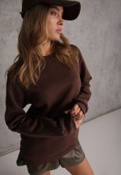 Brązowa Bluza ze Ściągaczami na Dole przy Szyi i przy Rękawach Emberlie. Brązowe bluzy bez kaptura męskie Renee, l, z dresówki. Za 59.99 zł.