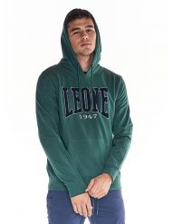 Męska bluza z kapturem i dużą kieszenią z dużym logo College'u. Zielone bluzy sportowe męskie LEONE 1947 APPAREL, l, z bawełny. Za 147.31 zł.