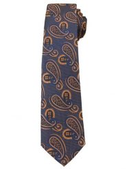Granatowo-Pomarańczowy Elegancki Krawat w Łezki -ALTIES- 6 cm, Paisley, Męski. Niebieskie krawaty i muchy męskie Alties, bez wzorów, z tkaniny, eleganckie. Za 49.00 zł.