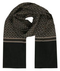 Męski Szalik Elegancki Miękki, Dwustronny, Śliski - ALTIES - Czarny z Drobnym Wzorem. Czarne szaliki męskie Alties, na zimę, bez wzorów, z materiału. Za 55.00 zł.