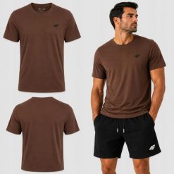 4F T-SHIRT MĘSKI KOSZULKA BAWEŁNIANA KOLEKCJA LIMITOWANA M3948 SS26. Brązowe t-shirty sportowe męskie 4f, m, z bawełny, bez ramiączek, na fitness i siłownię. Za 54.99 zł.